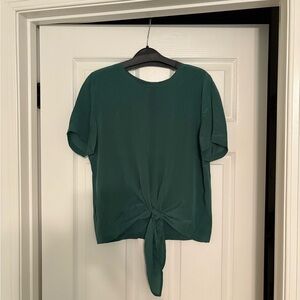 Madewell Green Tie Blouse Size M